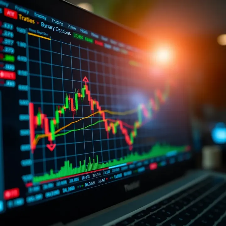 Graph showing risk management and strategy application for binary options trading on a digital interface