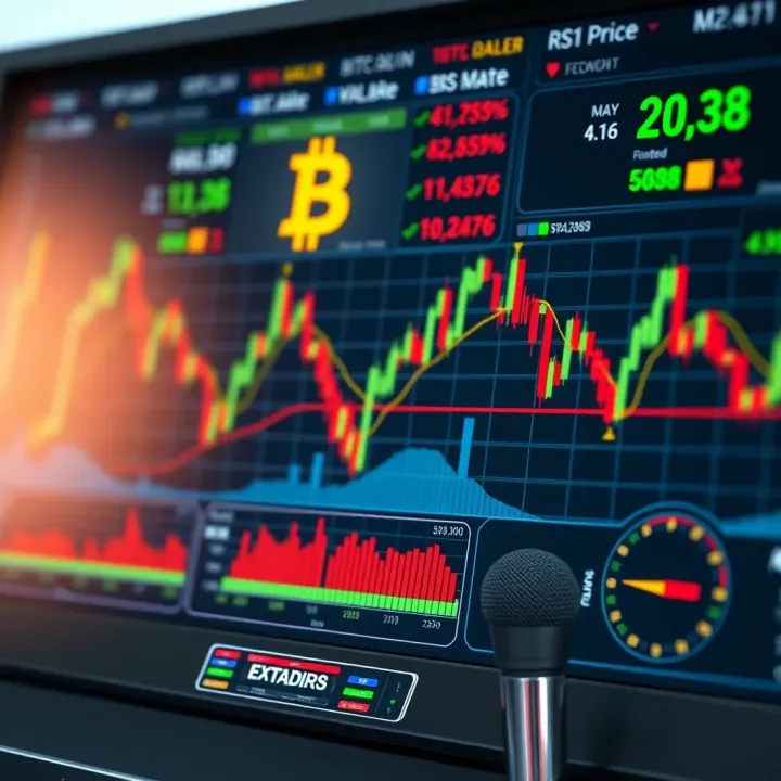 Dashboard displaying technical indicators like RSI, moving averages, and market sentiment gauges