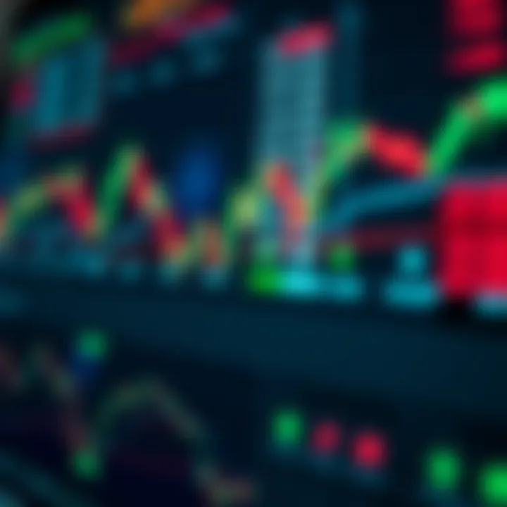 Visual representation of algorithmic trading with charts and binary options symbols