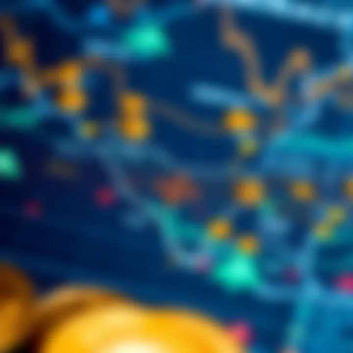 Illustration showing a digital map highlighting Kenya with cryptocurrency symbols around it