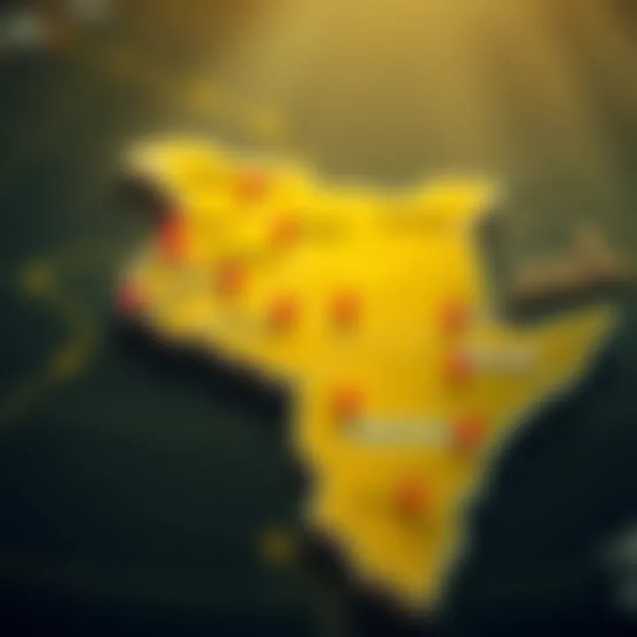 Map of Kenya highlighting regions with financial activity related to binary trading