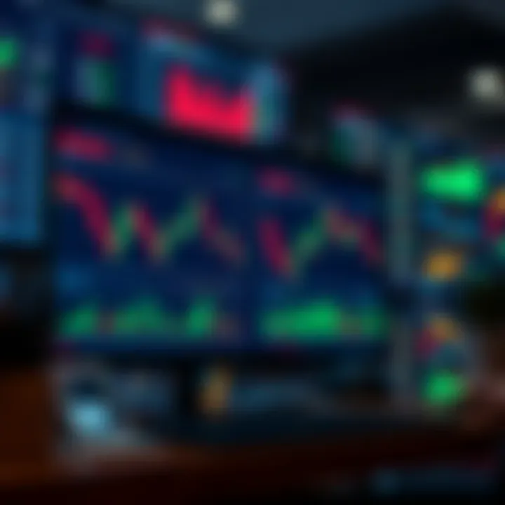 Digital representation of binary trading concepts with charts and data analytics