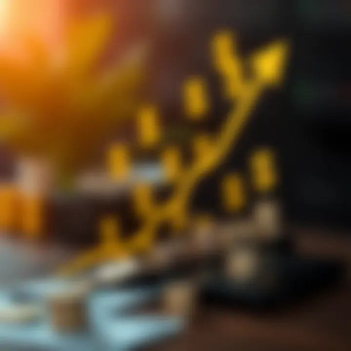 Conceptual representation of financial leverage with dollar signs and upward graph