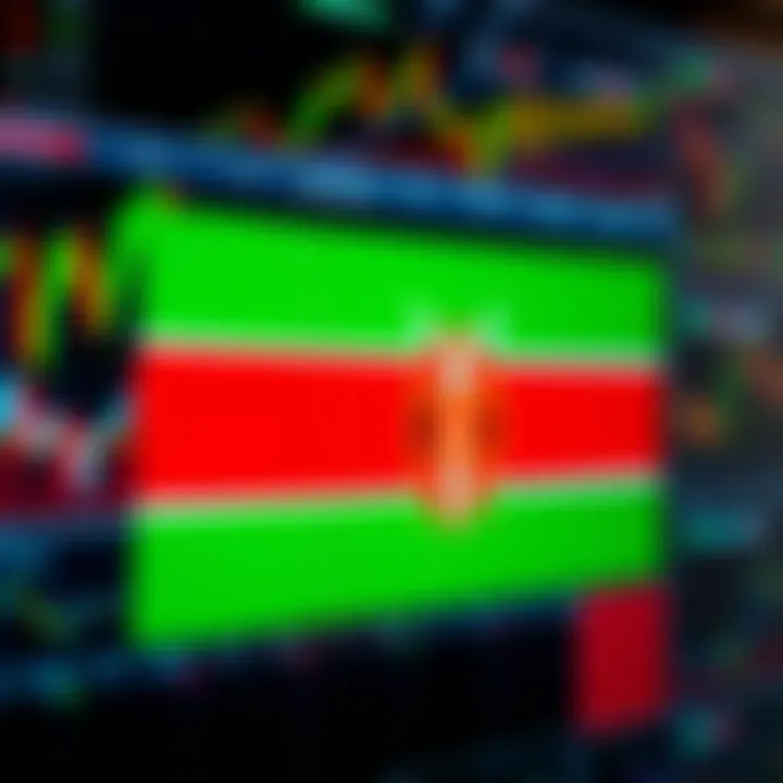 Digital interface showing cryptocurrency charts and Kenya's flag symbolizing local trading platforms