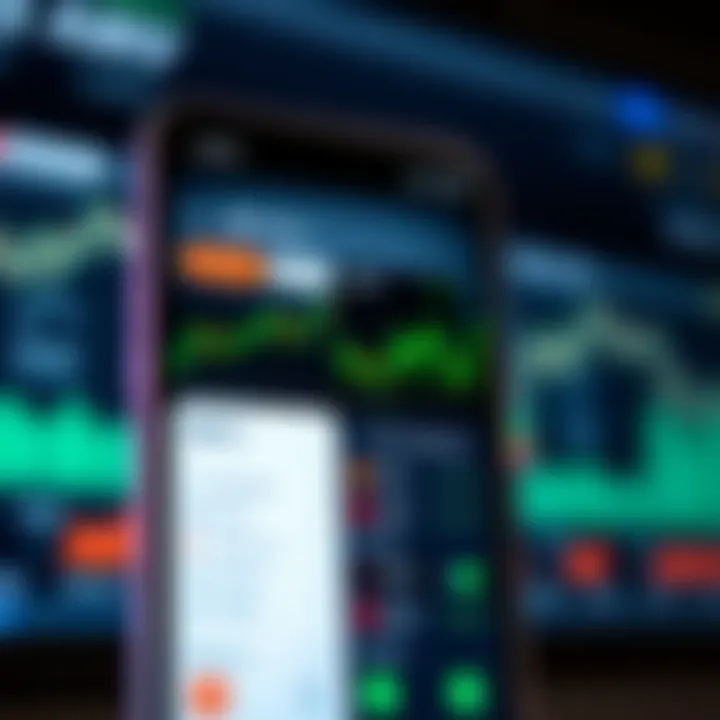 Mobile device displaying the Deriv app interface with trading charts and options