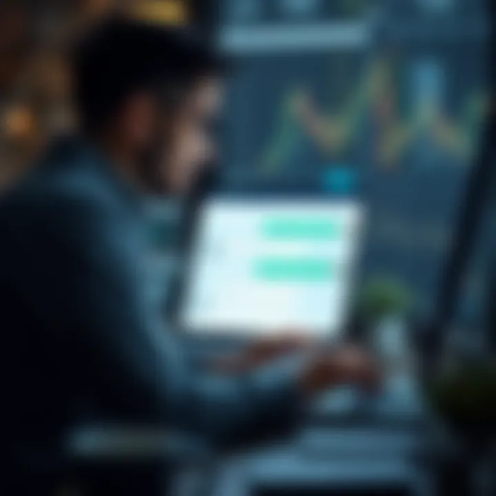 Trader Engaging with Deriv Live Chat for Support Trader using laptop with live chat support window open for quick problem resolution