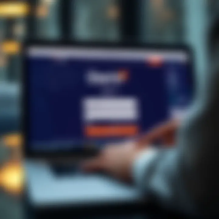 User entering login credentials on Deriv.com platform on a laptop