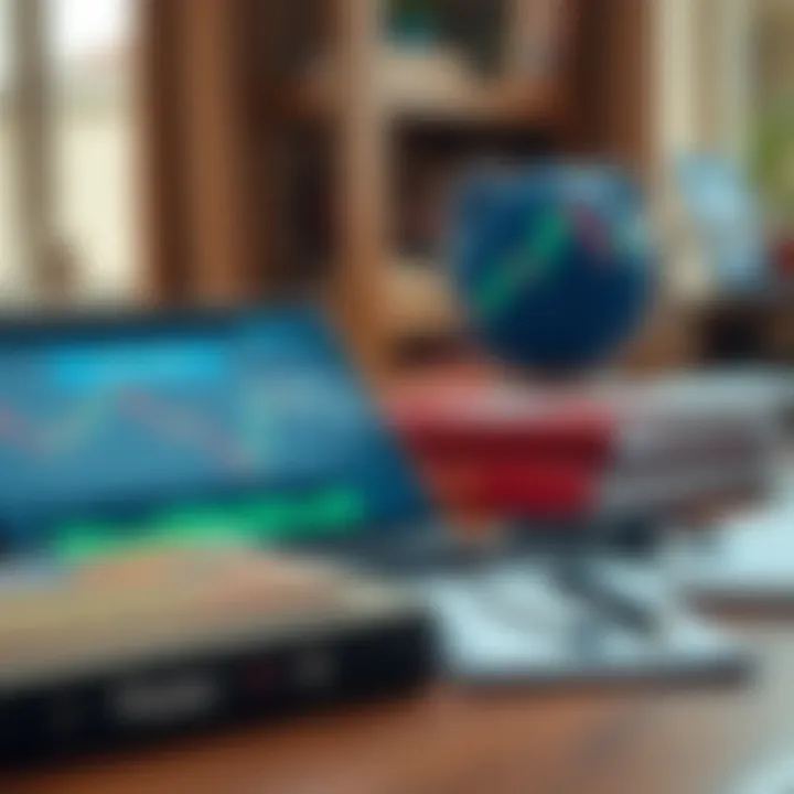 Visual representation of educational materials and digital devices used for learning forex trading tailored to Kenyan traders