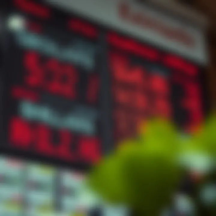 Currency exchange board showing rates for US dollars and Kenyan shillings in a financial center