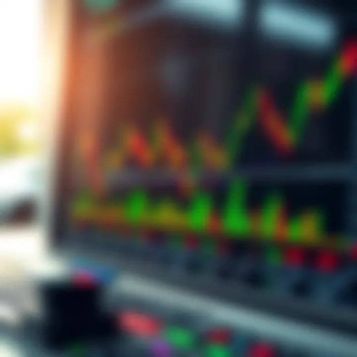 Visualization of forex market charts with currency pairs and trading indicators