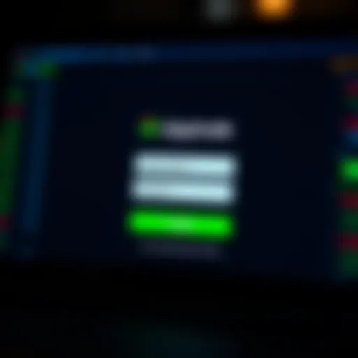 User interface of Olymptrade showing secure login screen with username and password fields