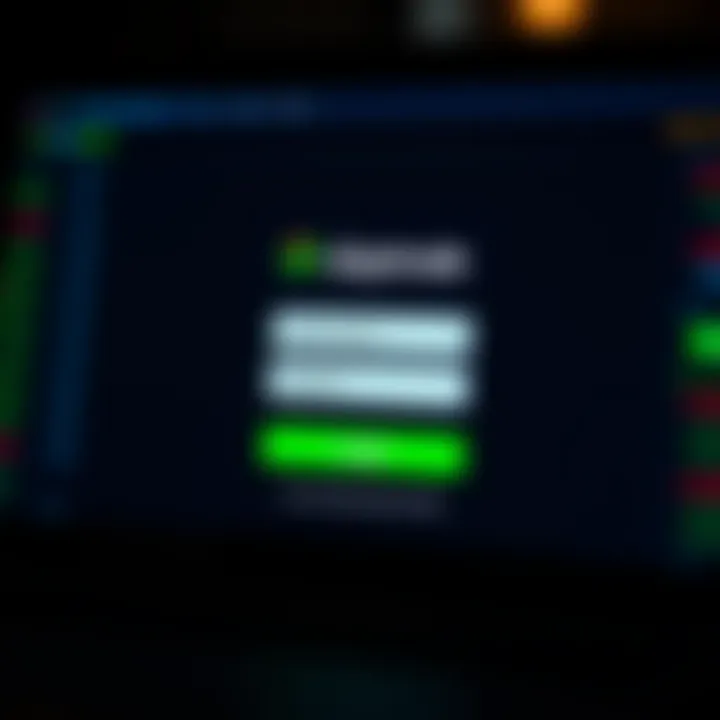User interface of Olymptrade showing secure login screen with username and password fields