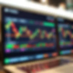 Graph showing currency pair fluctuations on a digital trading platform
