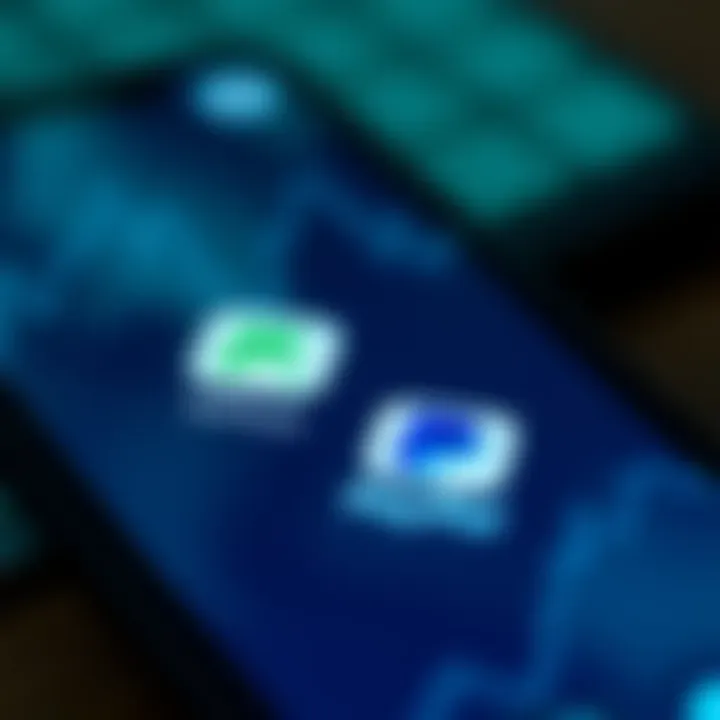 Digital mobile phone screen displaying M-Pesa and PayPal app icons with currency exchange symbols