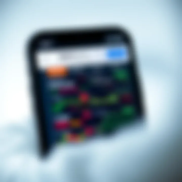 Mobile phone displaying Deriv.com trading app interface with various trading options and charts on screen