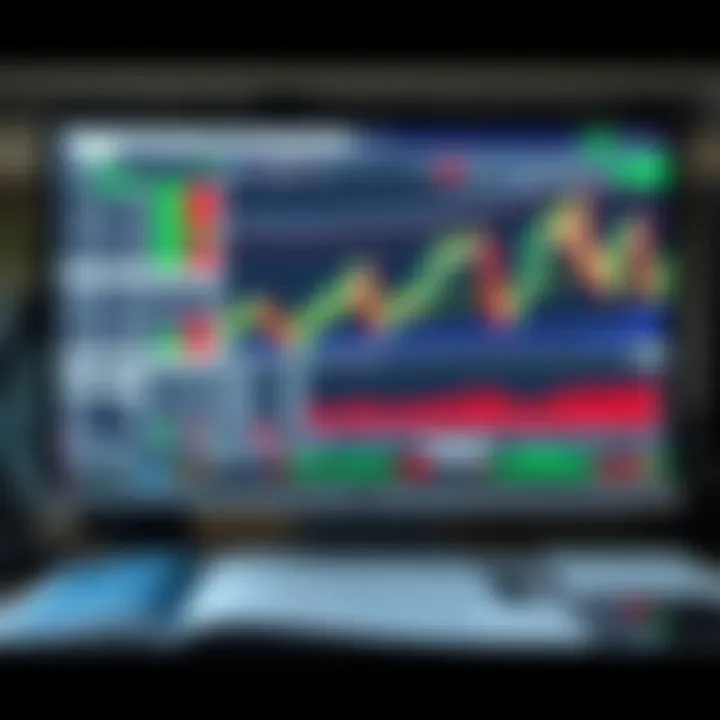 Desktop setup displaying forex trading platform with charts and data