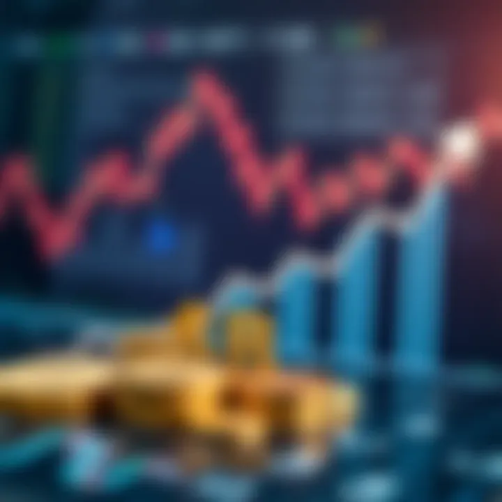 Currency Symbols and Financial Growth in Forex Trading Conceptual illustration of currency symbols and upward financial graph representing trading success and portfolio growth