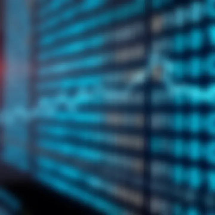Diagram illustrating binary chart with rows of binary digits representing data values