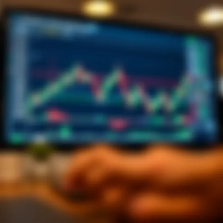 Graph showing binary options trading trends on a digital screen