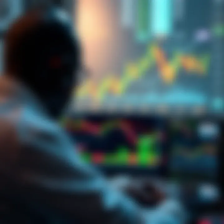 Graphical representation of automated trading on Deriv platform showing trading charts and bot interface