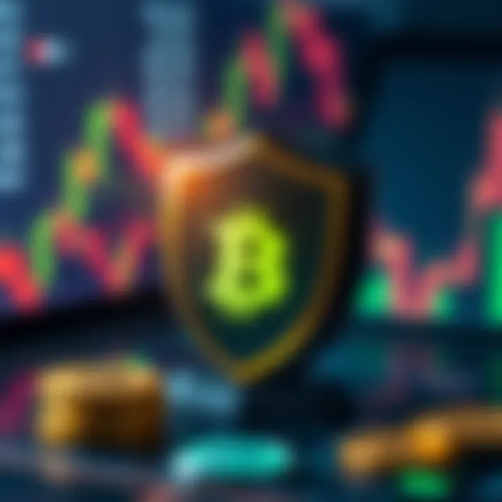 Securing Crypto Transactions on Trading Platforms Illustration of security shield over cryptocurrency symbols representing secure trading