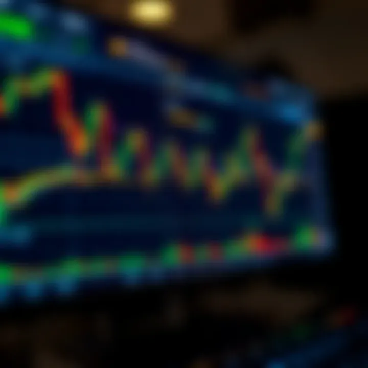 Digital interface displaying cryptocurrency trading charts and graphs