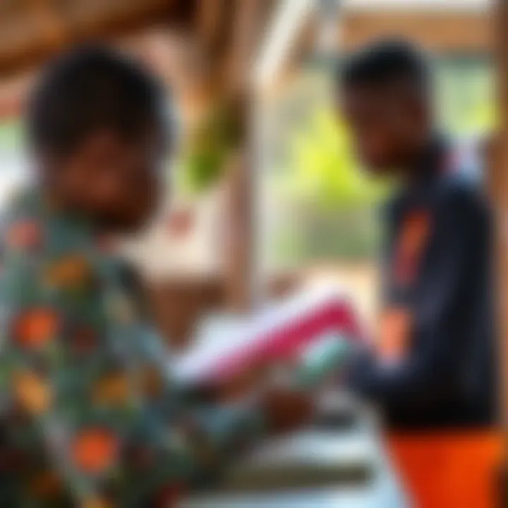 Fast Pesa Agent Facilitating Mobile Transactions at Local Kiosk Mobile money agent assisting customer with a transaction at a local kiosk