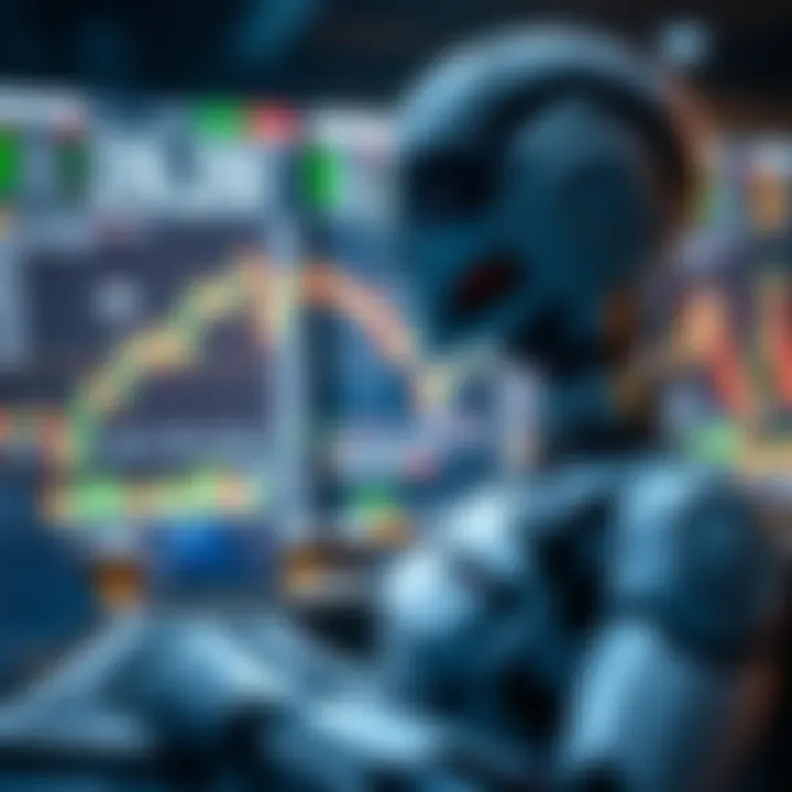Conceptual illustration of software analyzing forex market data
