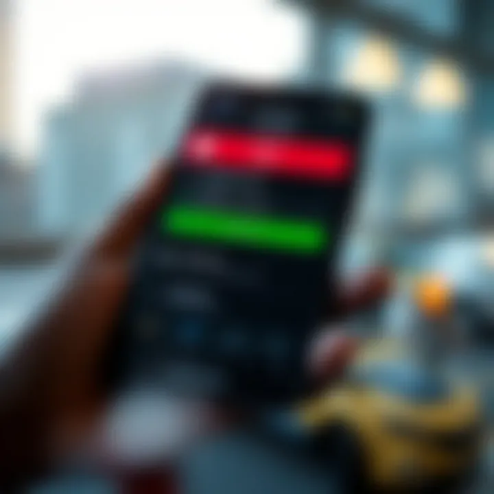 Mobile phone displaying MPesa app interface with transaction options