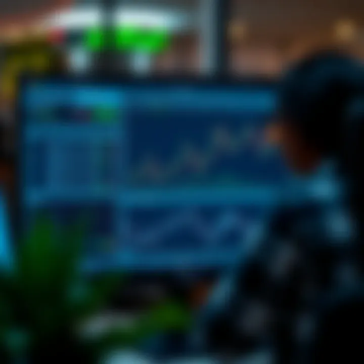 Automated Trading Robot Interface with Market Analysis Automated trading software interface displaying market charts and algorithm settings