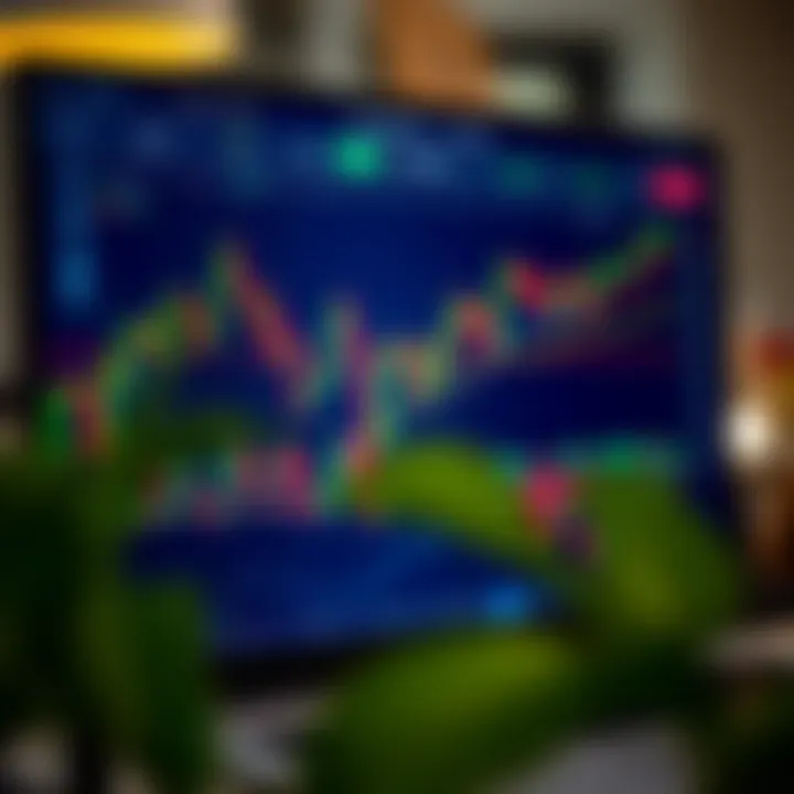 TradingView interface displaying candlestick charts and technical indicators for binary options analysis