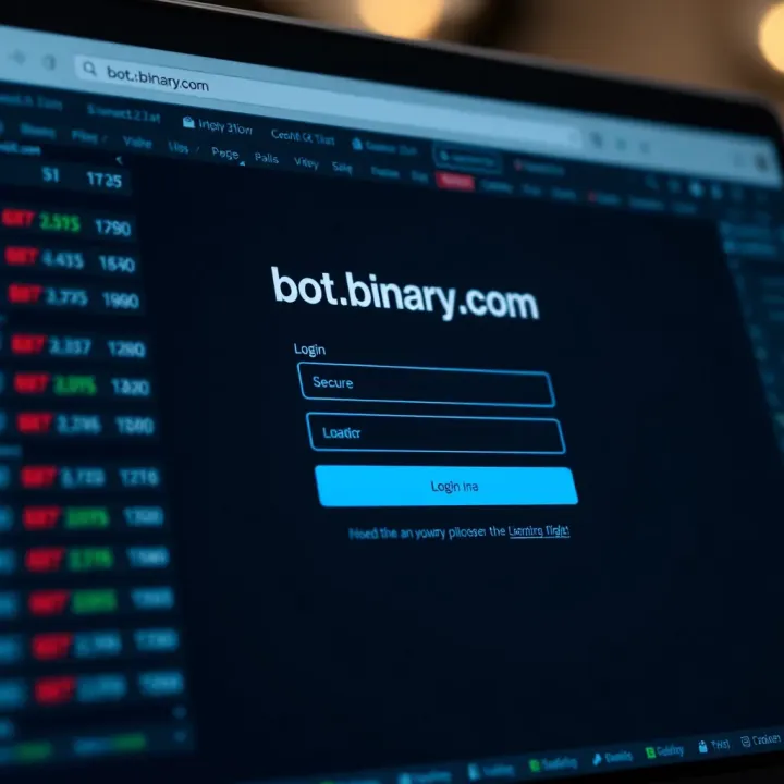 User interface of bot.binary.com login page showing secure access fields