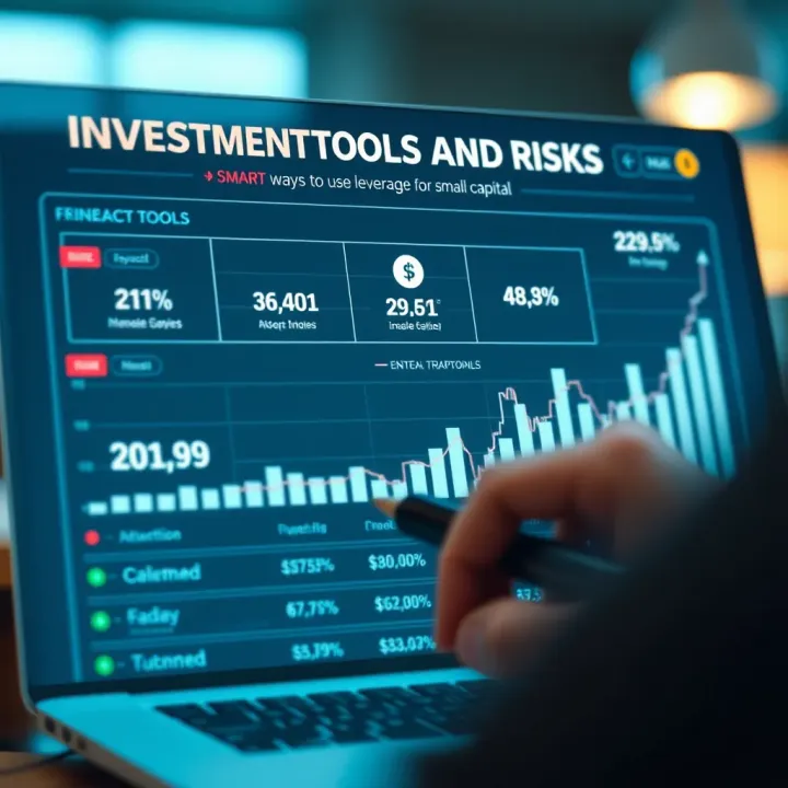 Infographic displaying various investment tools and risk levels for small capital