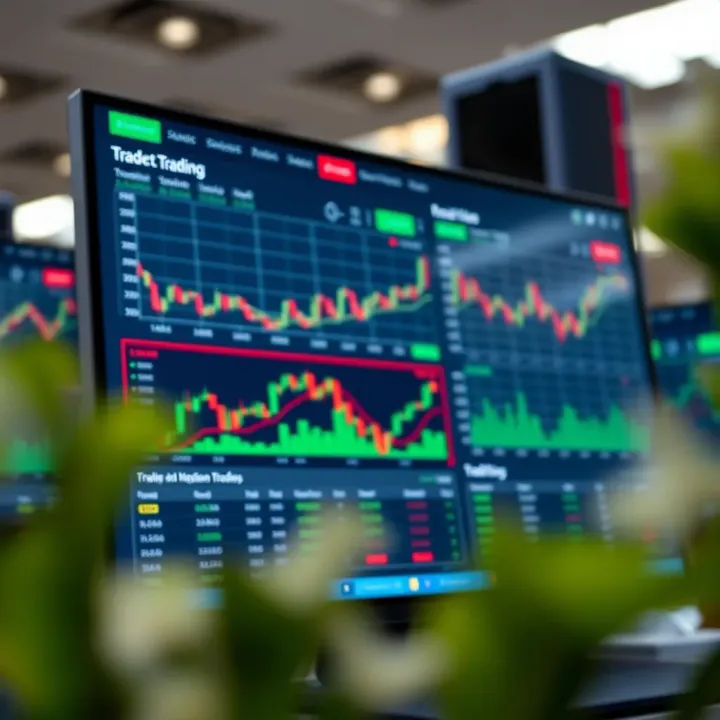 Screenshot of a trading platform interface showing market charts and trading options