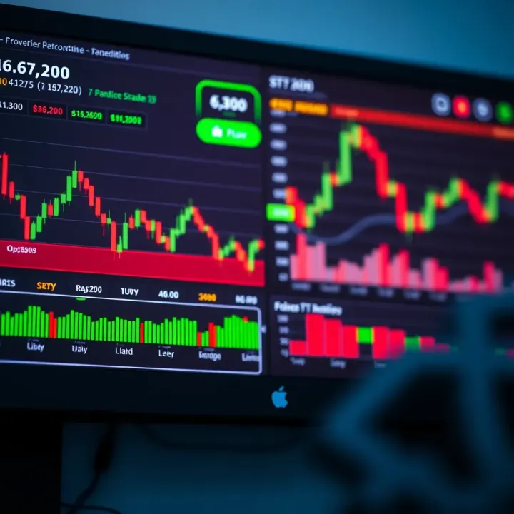 Cryptocurrency trading interface showing market charts and transaction options on a digital platform