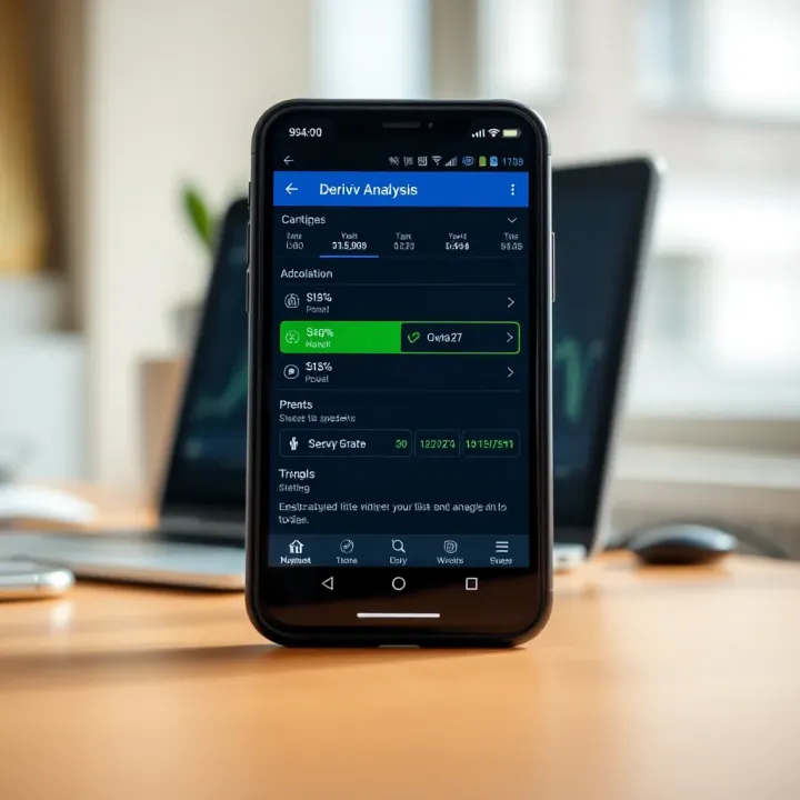 Mobile phone displaying installation and security settings for Deriv Analysis Tool APK