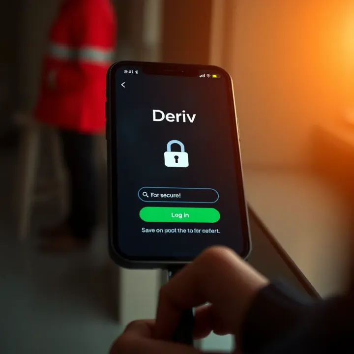 Secure login screen of the Deriv app emphasizing safety and user authentication