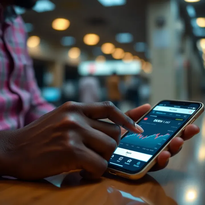 User logging into Deriv trading platform on a mobile device in Kenya