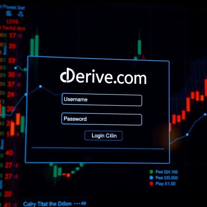 User interface showing Derive.com login form with input fields for username and password