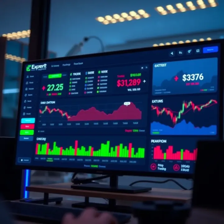 Dashboard displaying account setup and risk management tools on Expert Option