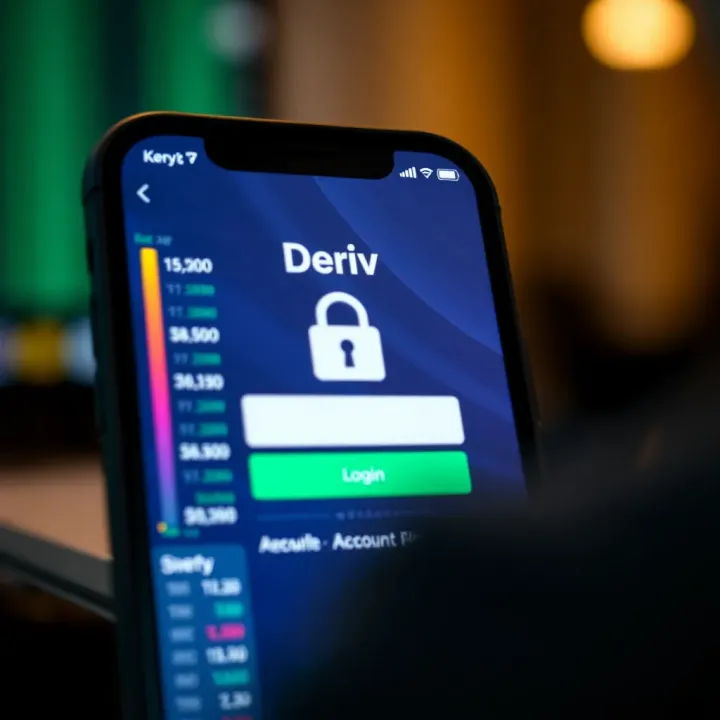 Secure login screen of Deriv app emphasizing account safety and user authentication