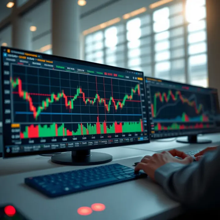 Graphical interface showing forex market trends driven by algorithmic trading software
