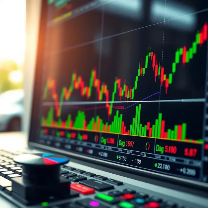 Visualization of forex market charts with currency pairs and trading indicators