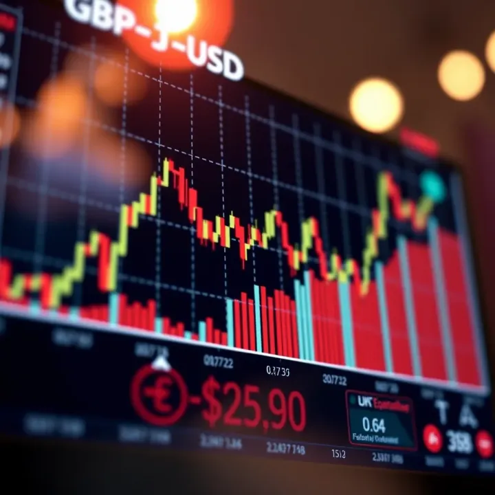 Graph showing GBP/USD currency pair fluctuations influenced by UK and US economic indicators