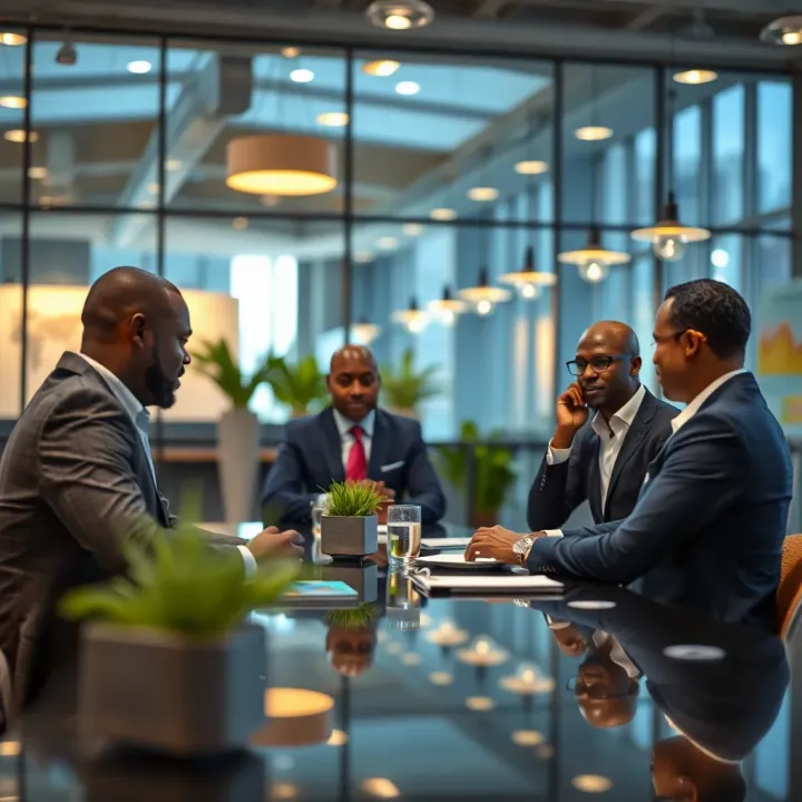 Collaboration meeting between Kenyan business partners in a corporate setting