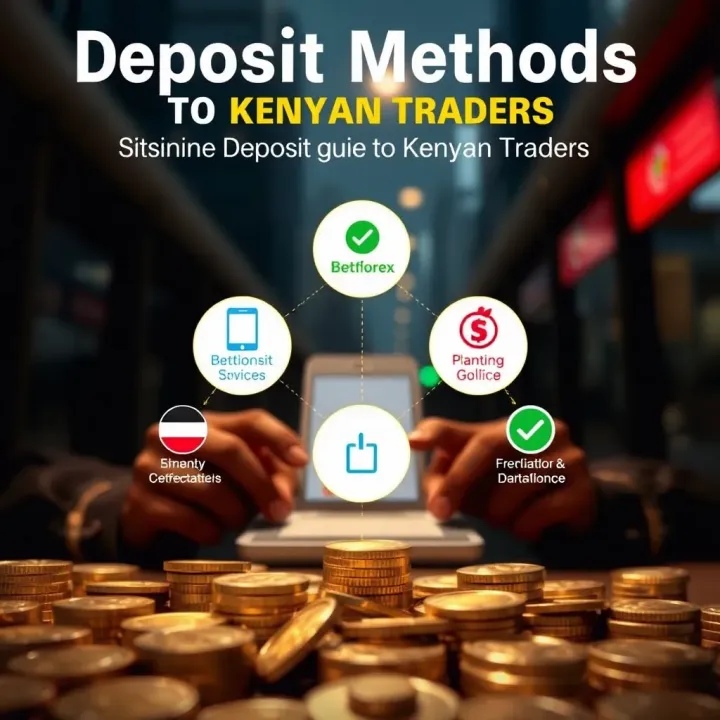 Graphic depicting popular deposit options for Kenyan traders including mobile money services