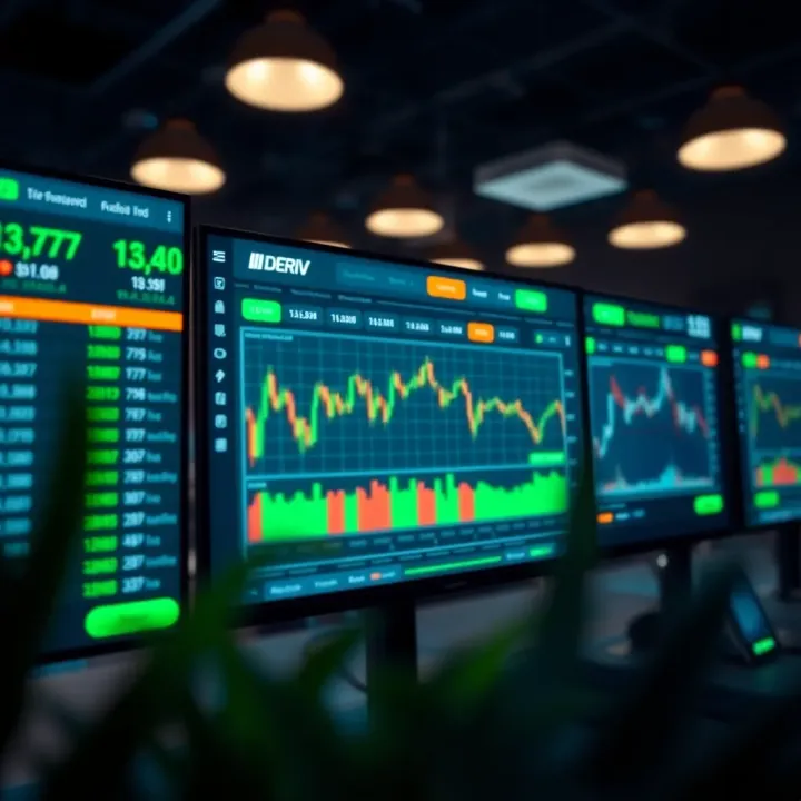 Trading platform interface showing a demo account dashboard with charts and market data
