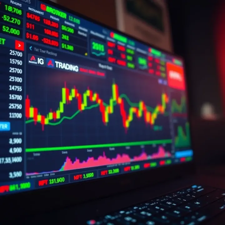 Dashboard view displaying various trading instruments and market charts on IQ Broker platform