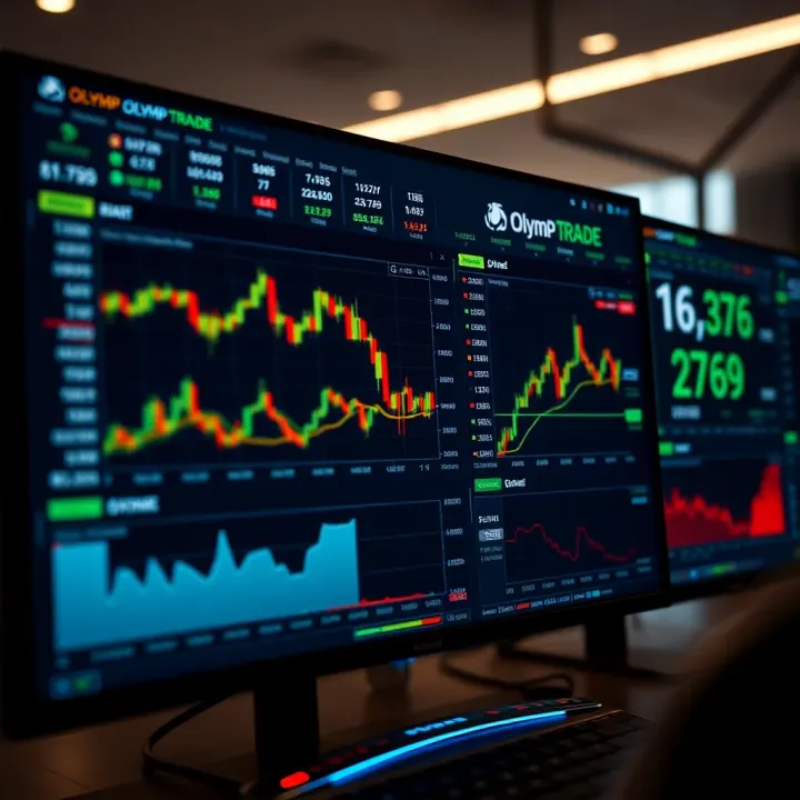 Dashboard view of the Olymp Trade trading platform showing various financial instruments and live market data