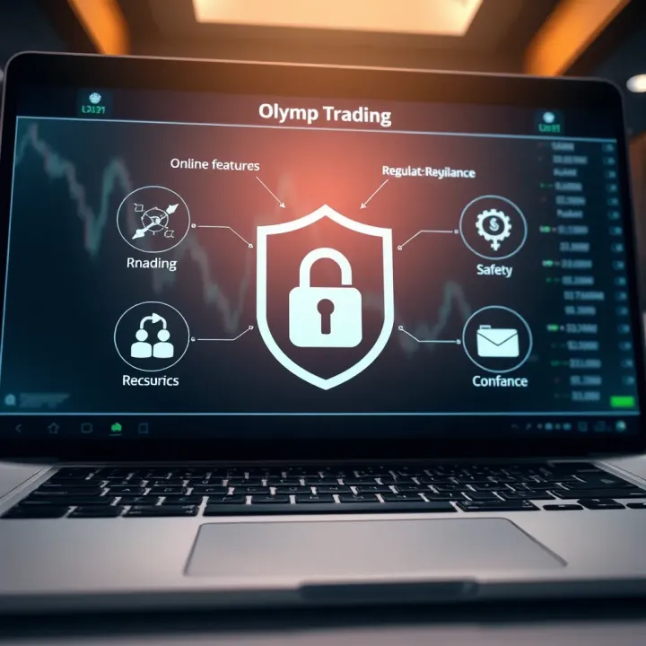 Illustration of a secure online trading environment with regulatory compliance symbols and safety features